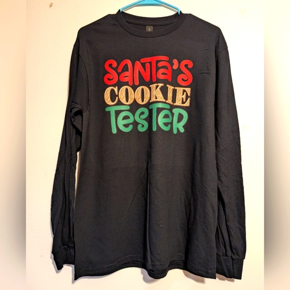 Hand Crafted Tops - Santa's cookie tester size medium long sleeve Christmas shirt nwt